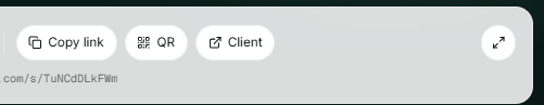 BilateralSync session control bar with copy link, QR code and client view buttons